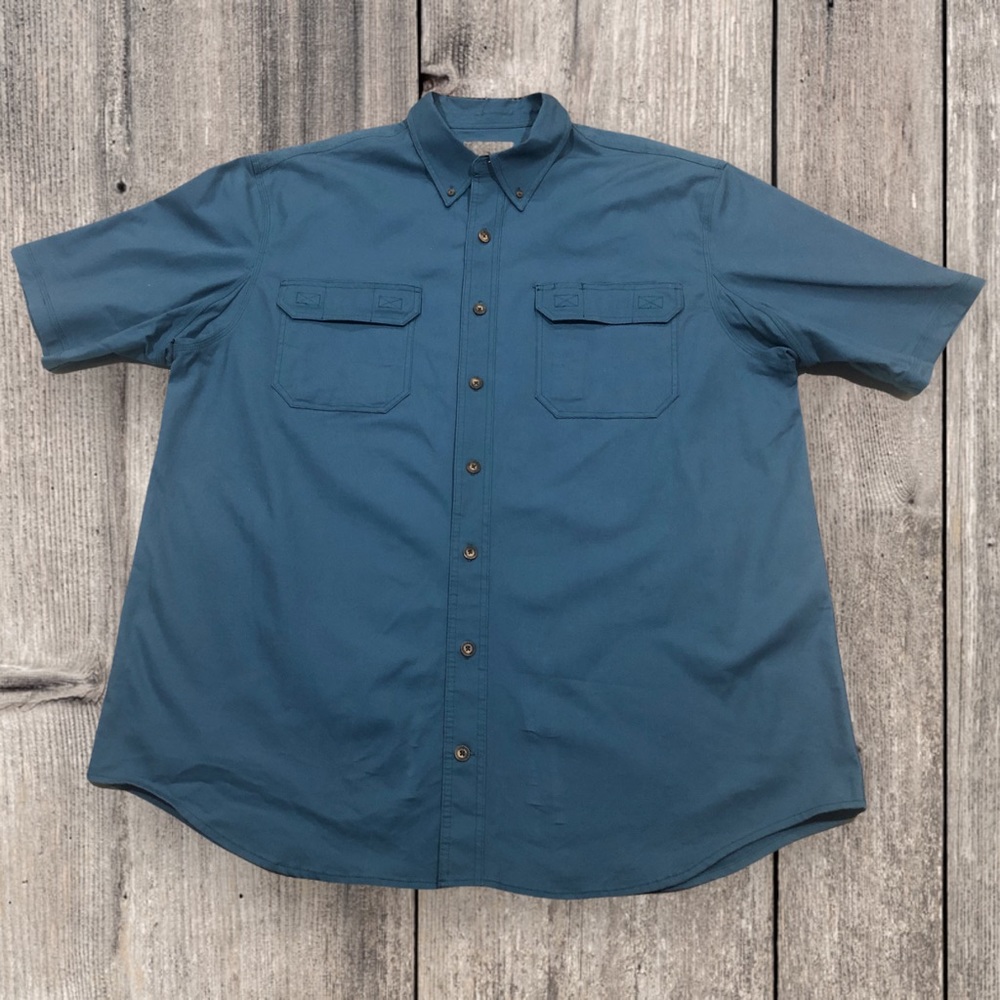 Duluth Trading Co Mens Dark Blue Button Up Short XXL Tall